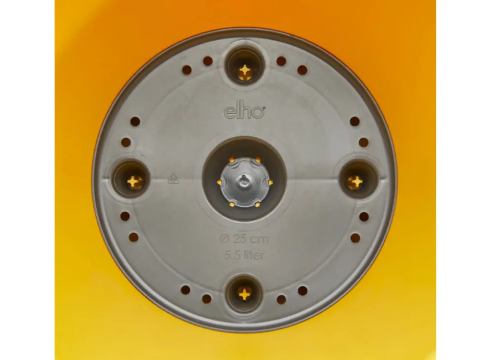 ELHO - Pot de fleurs rond loft urban - plastique - percé - réservoir - avec roulettes - ø 40 - ocre