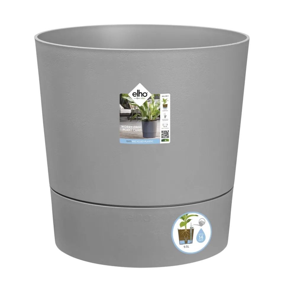 ELHO - Pot Greensense Aqua Care ciment Rond, avec Réservoir d'eau - D.43cm