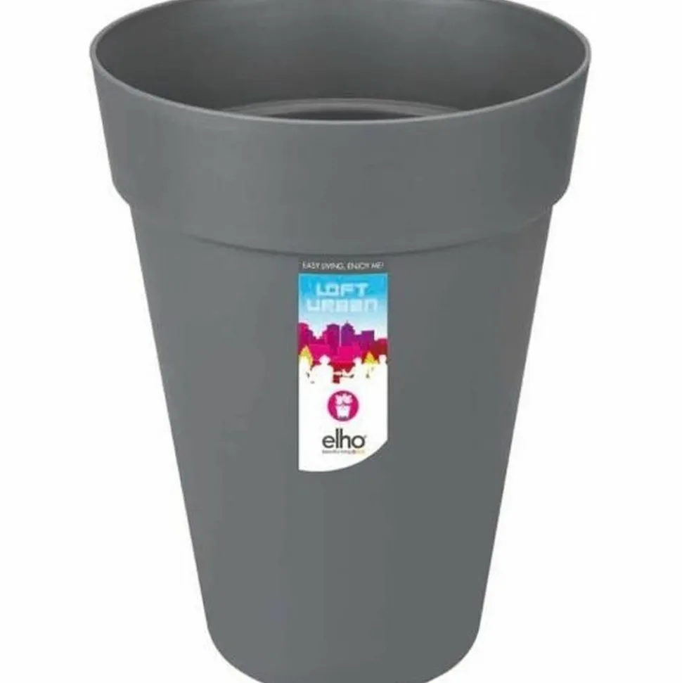 ELHO GIVE ROOM TO NATURE - Pot de fleur plastique rond loft urban gris anthracite ø 34 x 45,6 cm 23 l