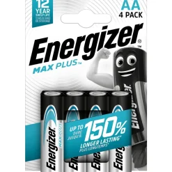 ENERGIZER - Piles alcalines Energizer Max Plus AA/LR06, pack de 4