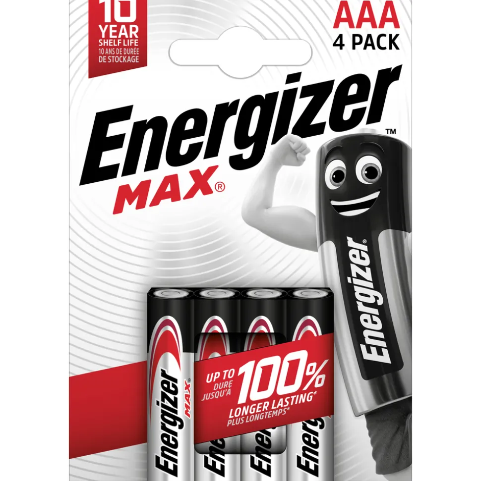 ENERGIZER - Piles alcalines Energizer Max AAA/LR03, pack de 4