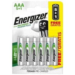 ENERGIZER - Piles Rechargeables Energizer Power Plus AAA/LR3 700 mAh, pack de 5+1
