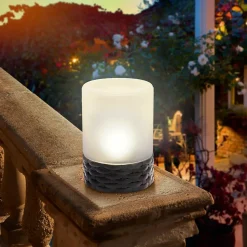 ESOTEC - Esotec lampe de table solaire décorative rattan style en verre résistant aux intempéries 102075