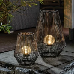 ESOTEC - Esotec lampe solaire photophores ilona lot de 2 poly-rattan boîte métallique 102209