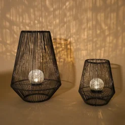 ESOTEC - Esotec lampe solaire photophores ilona lot de 2 poly-rattan boîte métallique 102209