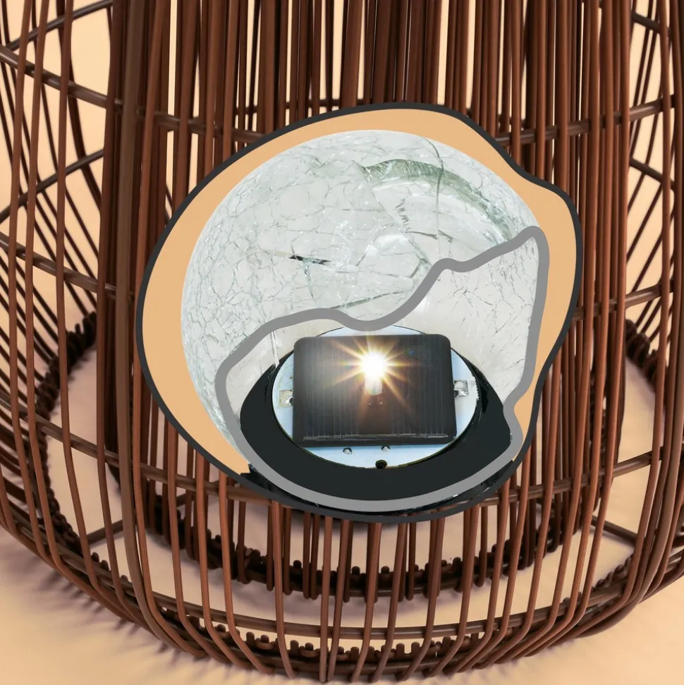 ESOTEC - Esotec solar lampe en rotin isabella 40 craquelé verre brisé boule style boho 102282