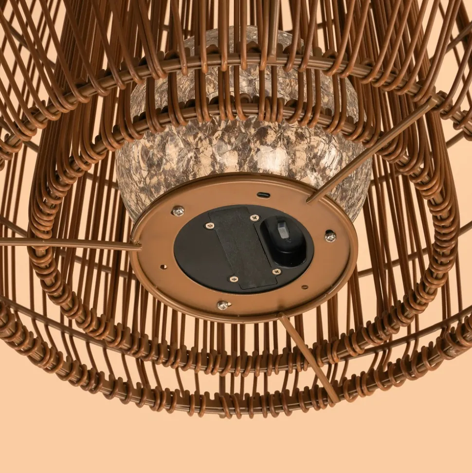 ESOTEC - Esotec solar lampe en rotin isabella 40 craquelé verre brisé boule style boho 102282