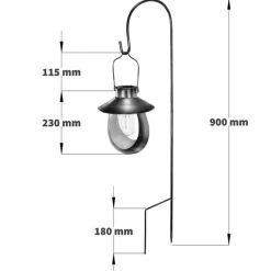 ESOTEC - Lanterne solaire mondello suspendue sur pied métal