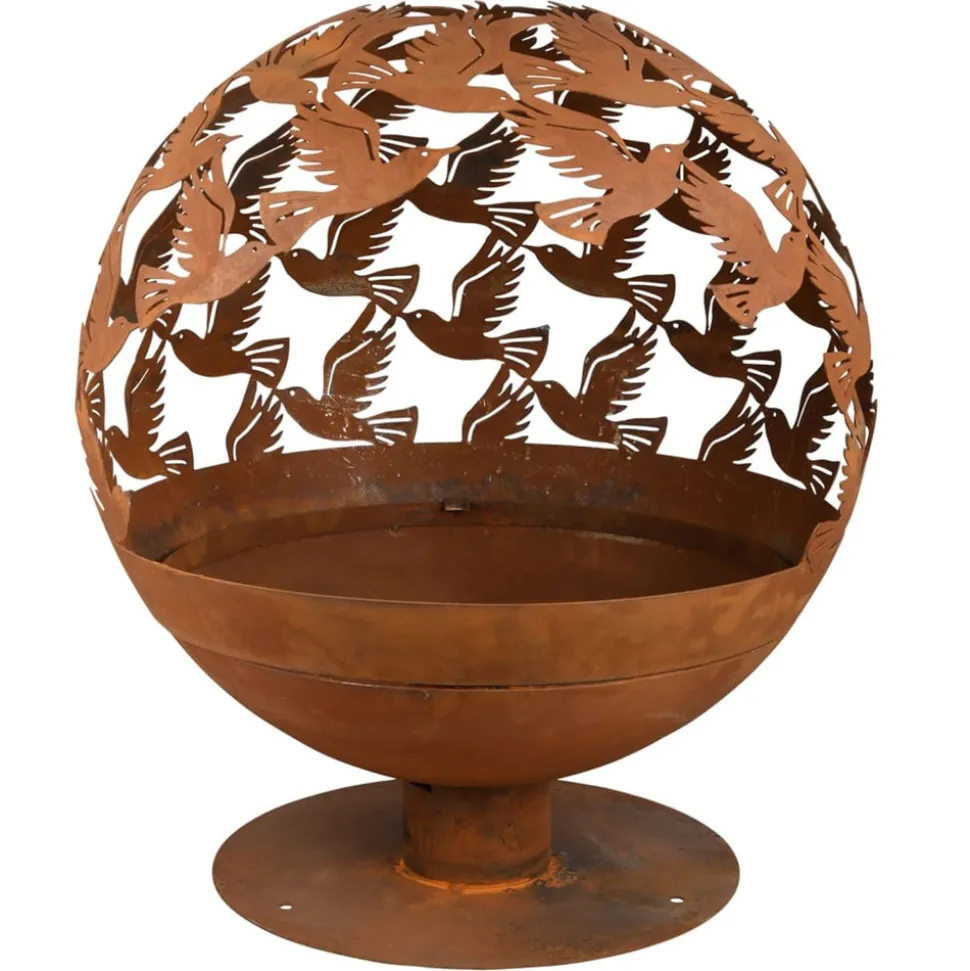 ESSCHERT DESIGN - Foyer découpé au laser oiseaux rouille