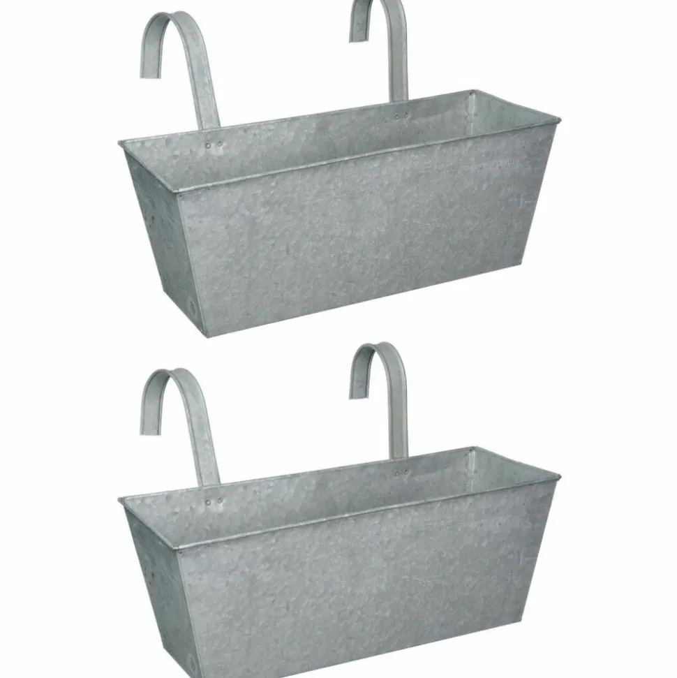 ESSCHERT DESIGN - Jardinière balcon en zinc à suspendre (lot de 2)