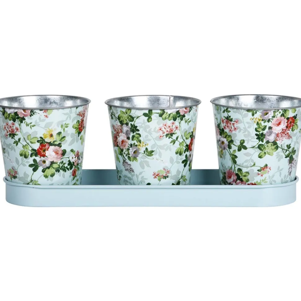 ESSCHERT DESIGN - Jardinière 3 pots roses