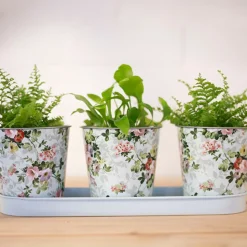 ESSCHERT DESIGN - Jardinière 3 pots roses