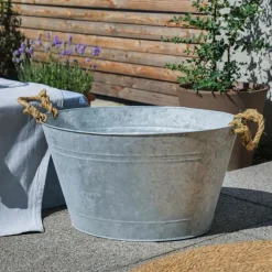 ESSCHERT DESIGN - Jardinière bassine en zinc patiné