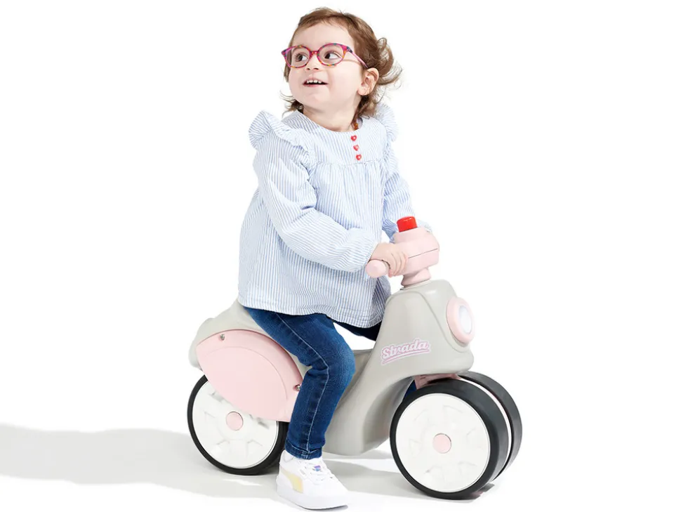 FALK - Porteur enfant scooter strada crème et rose 1 à 3 ans