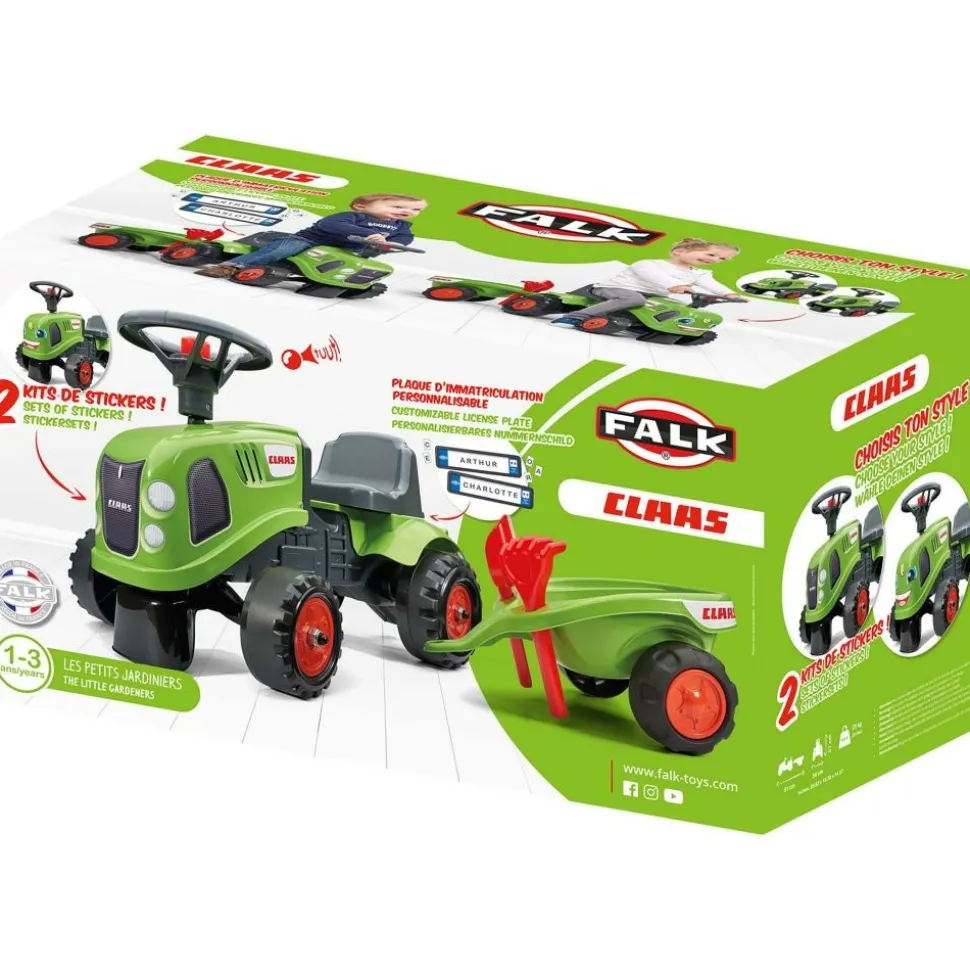 FALK - Porteur tracteur enfant avec remorque pelle et rateau claas