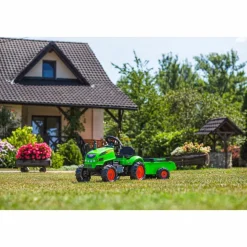 FALK - Tracteur pour enfant à pédales avec capot ouvrant et remorque x tractor