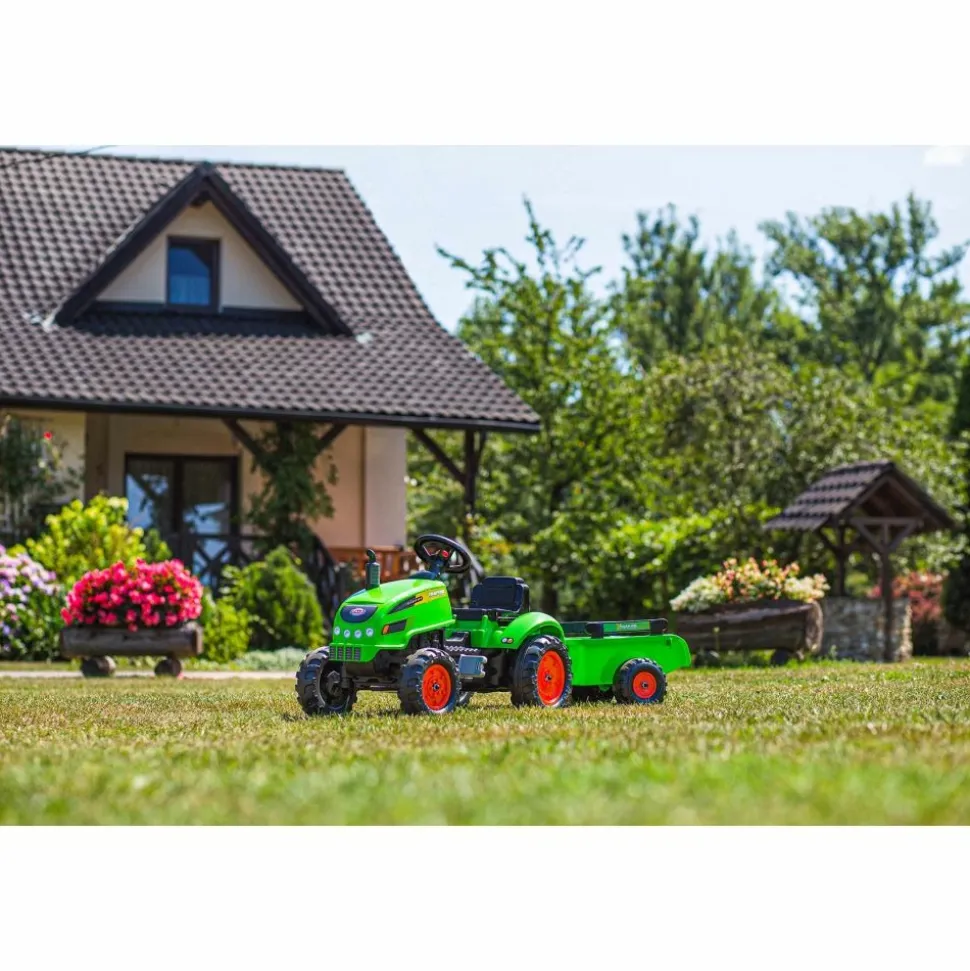 FALK - Tracteur pour enfant à pédales avec capot ouvrant et remorque x tractor