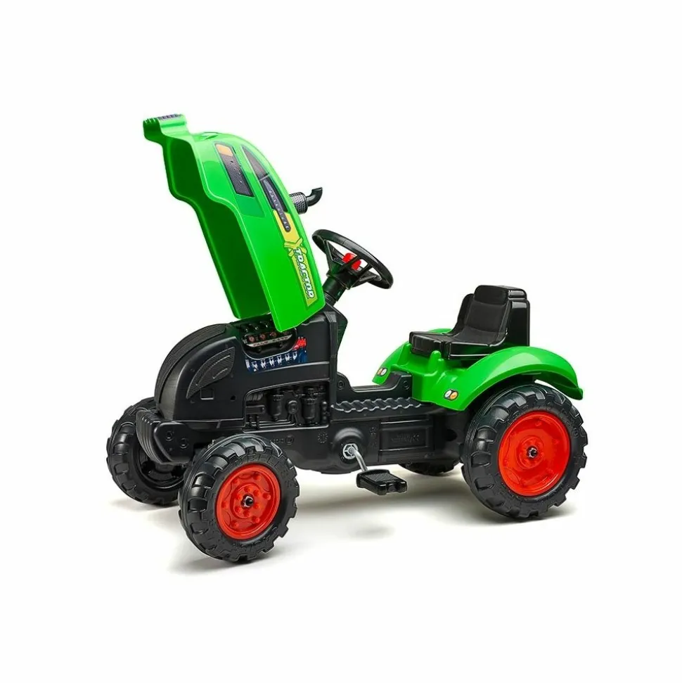 FALK - Tracteur pour enfant à pédales avec capot ouvrant et remorque x tractor