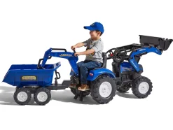 FALK - Tractopelle enfant new holland avec remorque + excavatrice 3 à 7 ans
