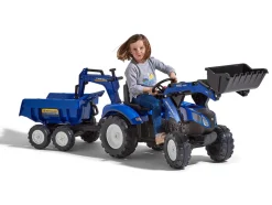 FALK - Tractopelle enfant new holland avec remorque + excavatrice 3 à 7 ans