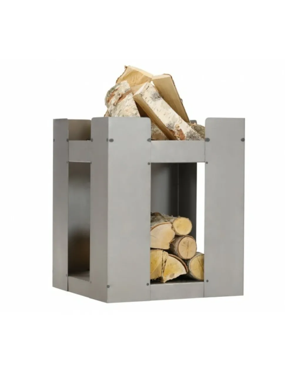 FARM COOK - Cheminée de jardin carré be 50x50 cm acier avec rangement bois-acier noir sablé---acier noir sablé
