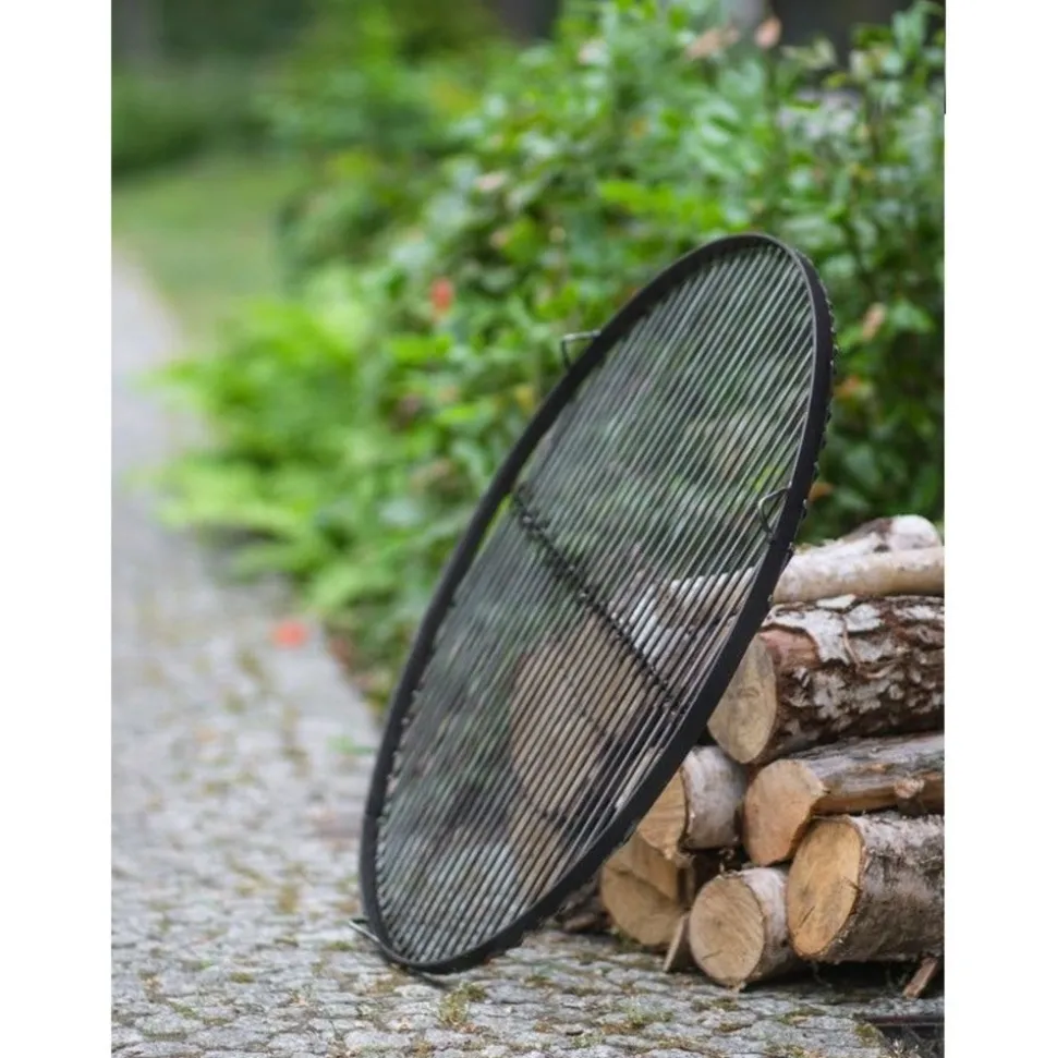 FARM COOK - Grille ronde à suspendre pour brasero en acier-ø 80cm-acier noir sablé---acier noir sablé