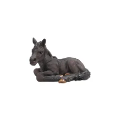 FARMWOOD ANIMALS - Cheval noir couché en résine 34x22x22 cm