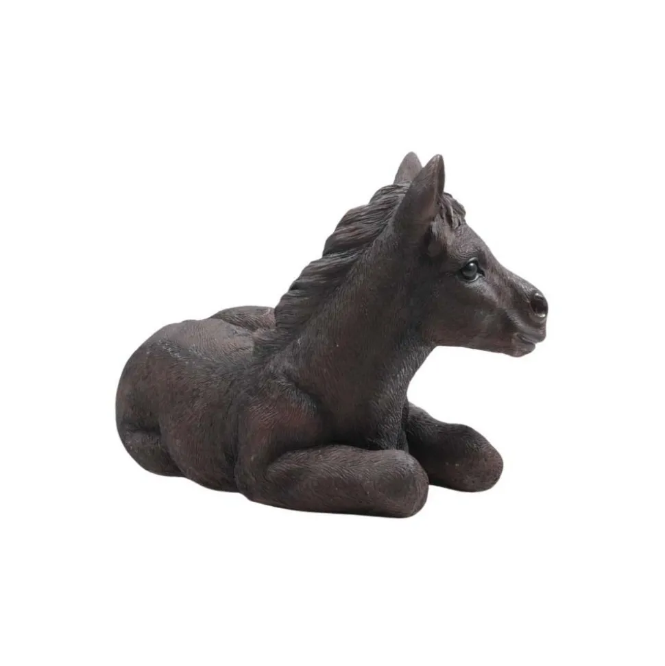 FARMWOOD ANIMALS - Cheval noir couché en résine 34x22x22 cm