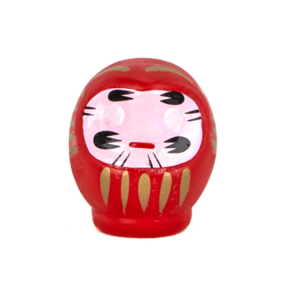 Figurine, Daruma en céramique rouge - L.4,5xl.4,5xH.5cm