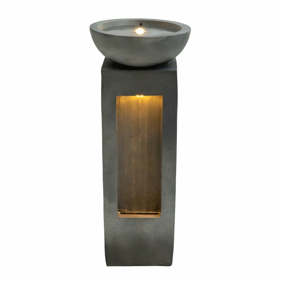 Fontaine de jardin serenity falls avec éclairage led blanc chaud & brosse à nettoyage