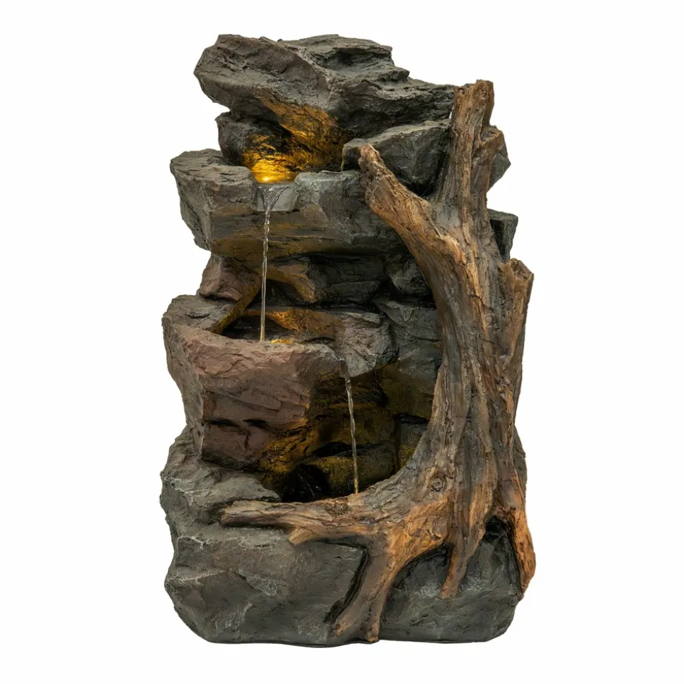 Fontaine de jardin willow springs avec éclairage led blanc chaud & brosse à nettoyage