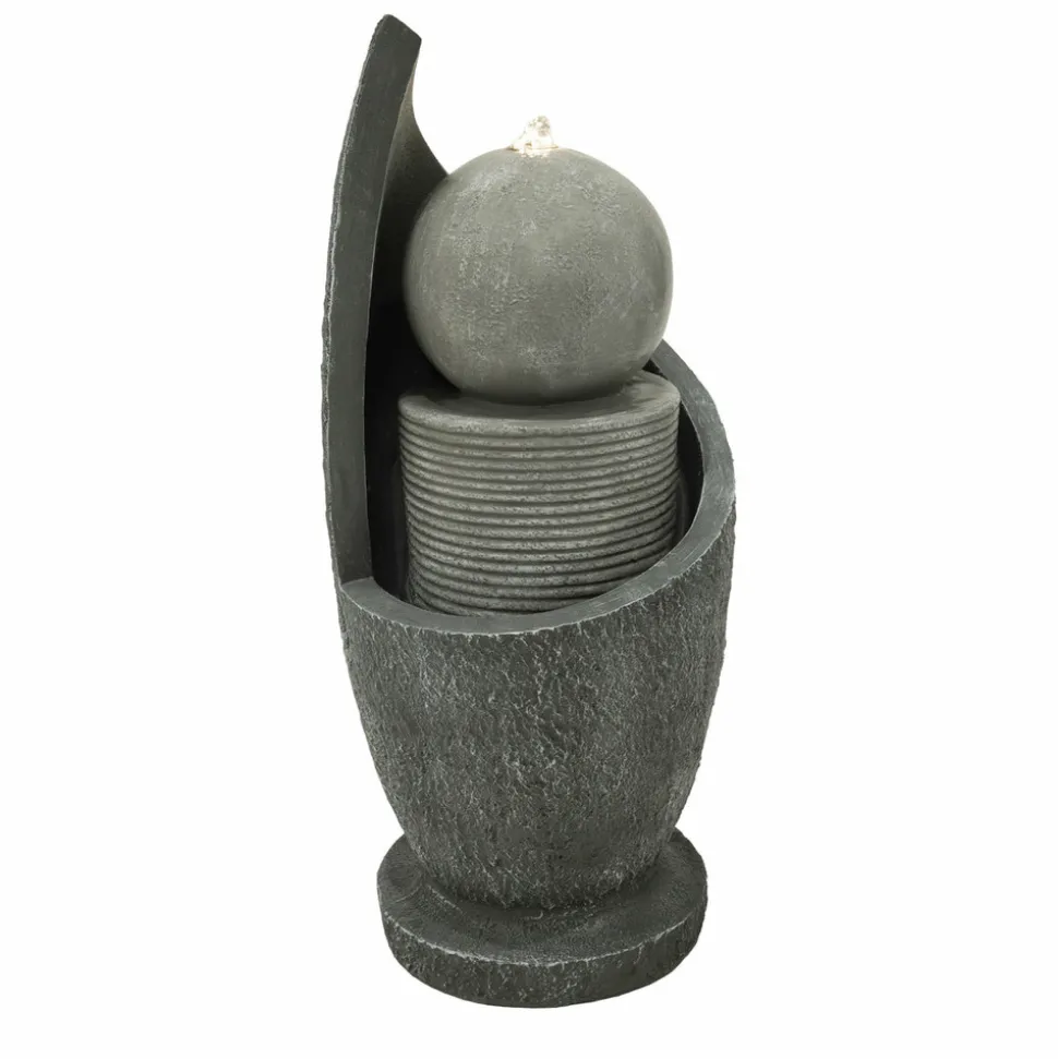 Fontaine de jardin zen cascade avec éclairage led blanc chaud & brosse à nettoyage