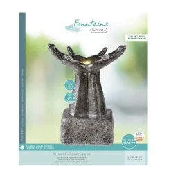 Fontaine LED mains en polyrésine, coloris anthracite - L.28xH.60cm
