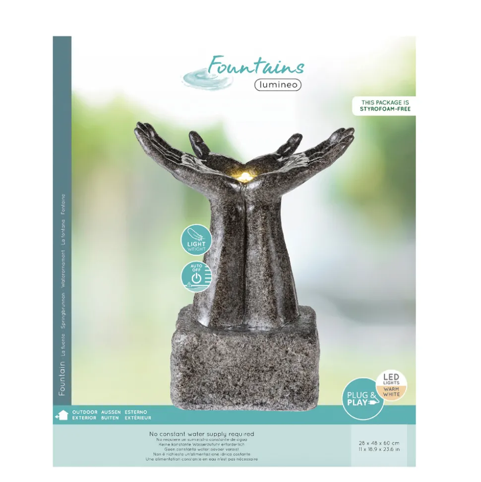 Fontaine LED mains en polyrésine, coloris anthracite - L.28xH.60cm