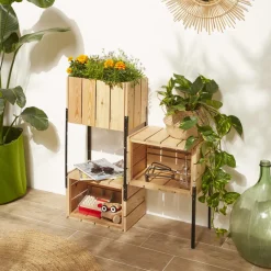 FOREST STYLE - 3 Bacs modulables en étagères Acanta en Mélèze - L.82,6xl.28,2xH.86 cm