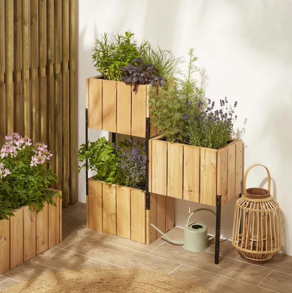 FOREST STYLE - 3 Bacs modulables en étagères Acanta en Mélèze - L.82,6xl.28,2xH.86 cm
