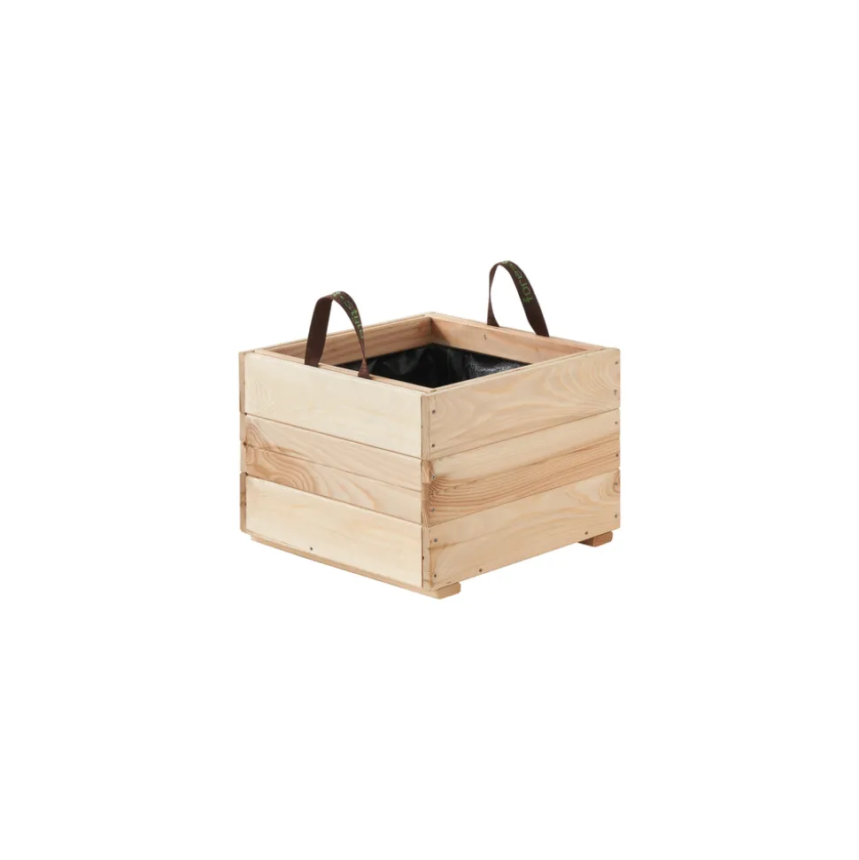 FOREST STYLE - Bac à fleurs carré Freya en Mélèze : L.40 x l.40 x 28,5 cm