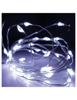 FSC - Guirlande à piles 40 leds blanc froid câble argenté 2,20m