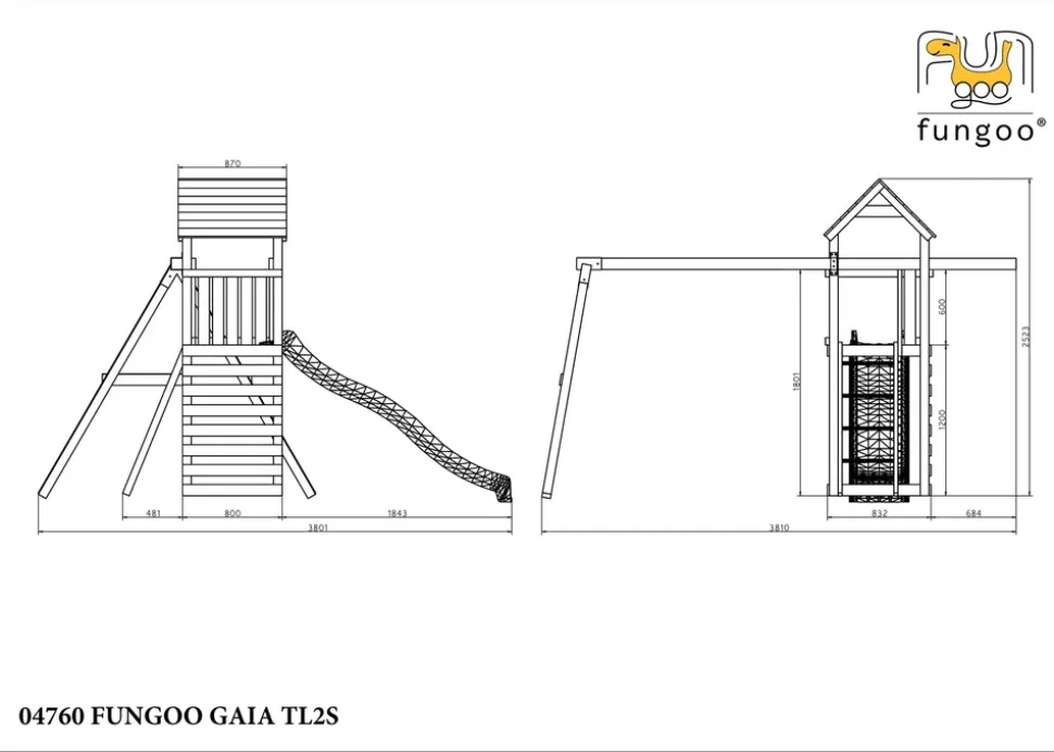 FUNGOO - Aire de jeux gaia avec balançoire double