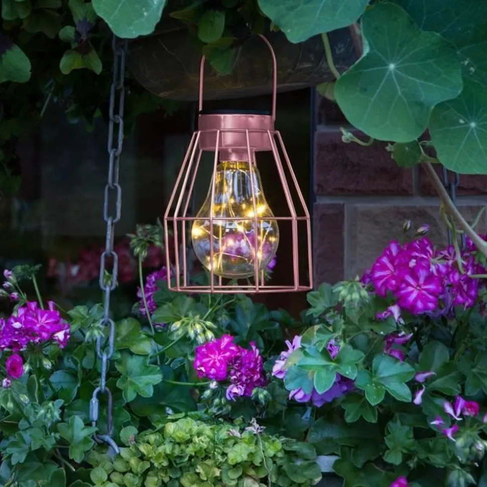 GALIX - Lampe de table solaire galix - metal finition cuivré - 7 led blanches - 0,042 w - 8 heures d'éclairage