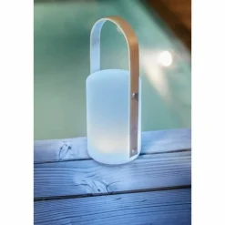 GALIX - Lanterne portative rechargeable usb - galix - bambou/plastique - 4 led wrgb - 1500mah - blanc