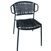 GECKO JARDIN - Chaise en métal et corde noir, flores