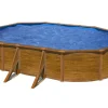 GRE - Piscine acier aspect bois pacific ovale 5,27 x 3,27 x 1,22 m
