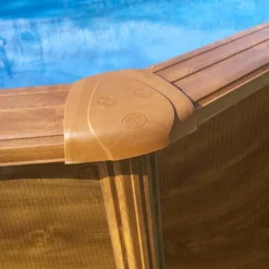 GRE - Piscine acier aspect bois pacific ovale 5,27 x 3,27 x 1,22 m