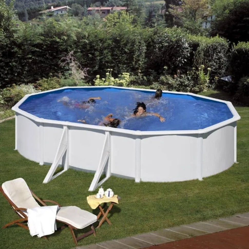 GRE - Piscine acier blanc fidji ovale 5,27 x 3,27 x 1,22 m