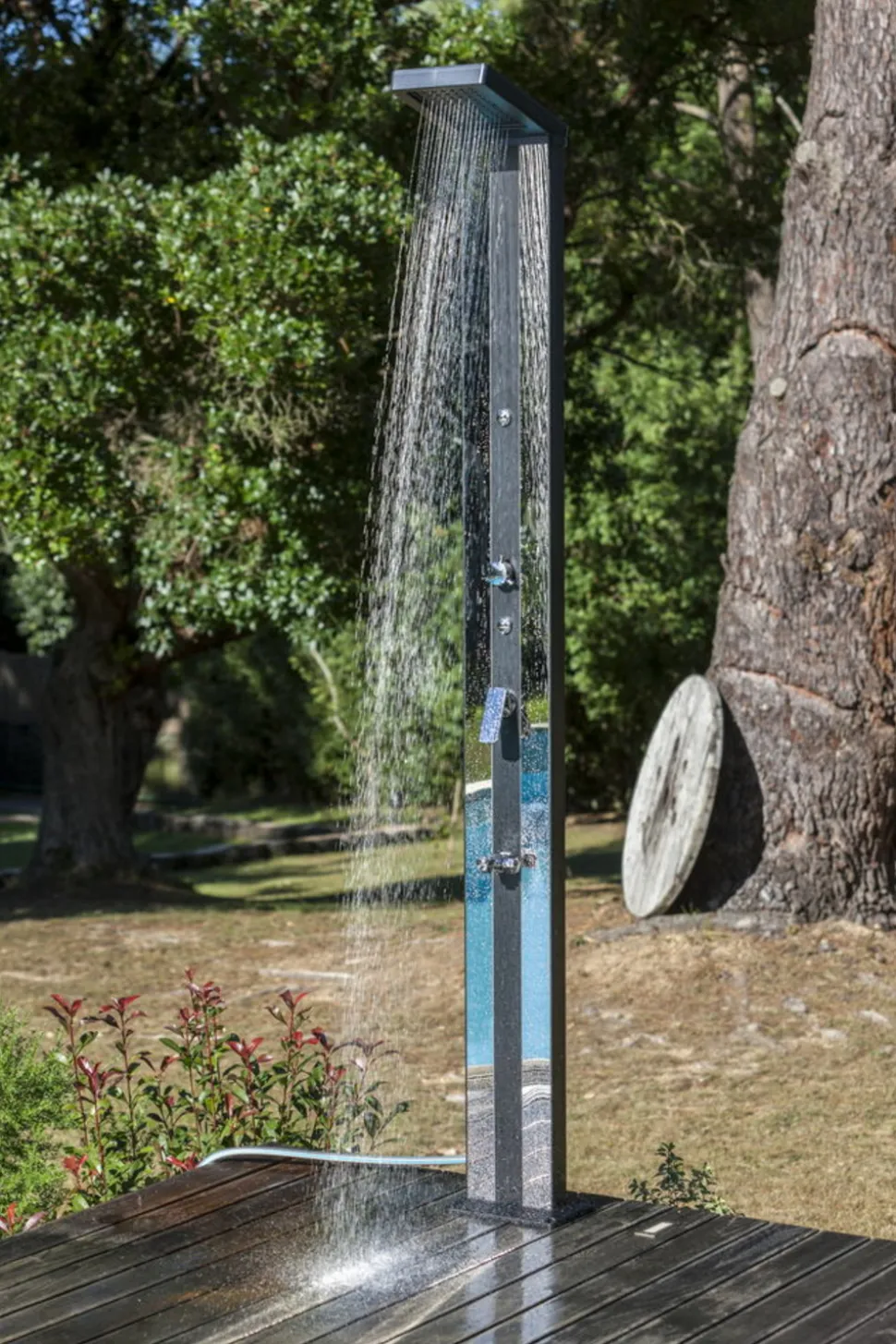 GRE POOLS - Douche solaire carrée d'extérieur en aluminium premium avec sprayers - 20x11x215 cm - 38 l