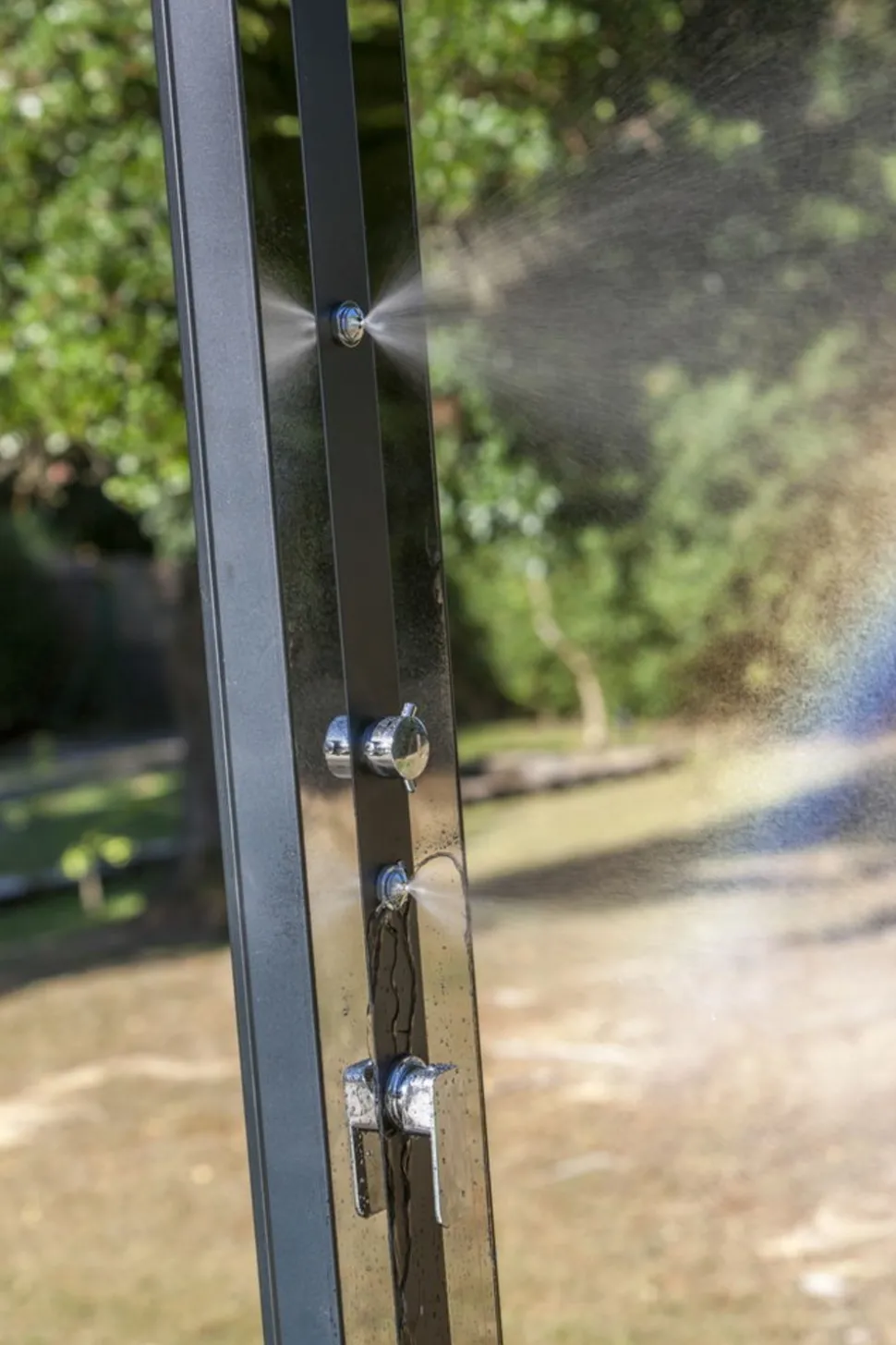 GRE POOLS - Douche solaire carrée d'extérieur en aluminium premium avec sprayers - 20x11x215 cm - 38 l