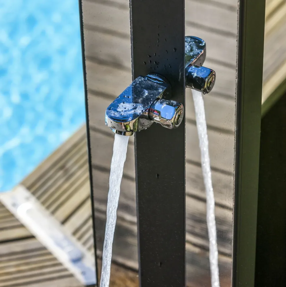 GRE POOLS - Douche solaire carrée d'extérieur en aluminium premium avec sprayers - 20x11x215 cm - 38 l
