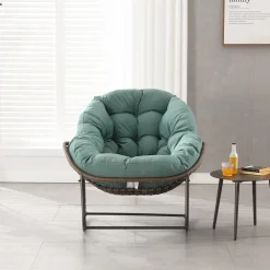 GUTENT - Chaise à bascule d'extérieur, chaise à bascule en osier surdimensionnée pour patio, arrière-cour, vert clair.