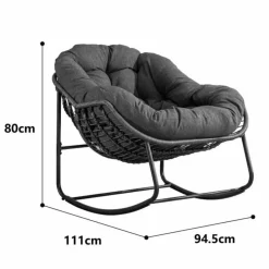 GUTENT - Chaise à bascule d'extérieur, chaise à bascule en osier surdimensionnée pour patio, arrière-cour, vert clair.